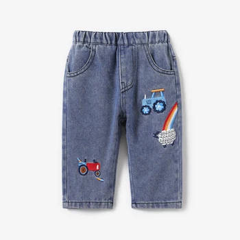 PatPat Baby Boy Детская вышивка Автомобиль Джинсовые джинсы