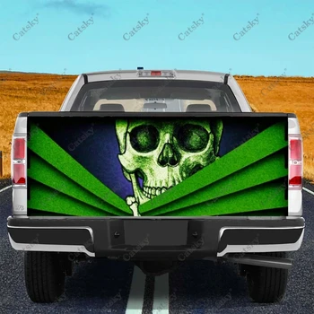 Забавный зеленый голова черепа Авто Хвост Багажник Защитить Vinly Наклейка Наклейка Капот Автомобиля Украшение всего тела Наклейка для внедорожника Off-road Пикап
