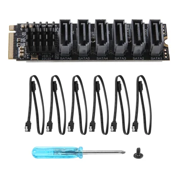 PCIE - SATA 6 Гбит/с 6-портовая плата расширения + кабель SATA M.2 MKEY PCI-E Riser Card M.2 NVME - SATA3.0 ASM1166 Поддержка PM