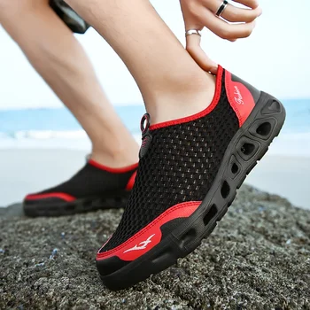 2023 Мужская акваобувь На открытом воздухе дышащая пляжная обувь Легкая быстросохнущая бродовая обувь Спортивная вода Кемпинг Кроссовки Обувь