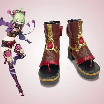 Game Genshin Impact Kuki Shinobu Косплей Обувь Хэллоуин Женщины Косплей Сапоги