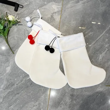 сублимационная пустая подарочная сумка для конфет хлопковый белье сумки для хранения рождественского чулка носки рождественская елка висит с орнаментом сумка