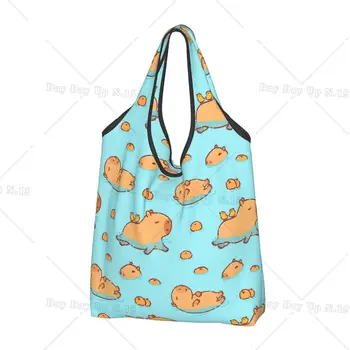  Многоразовые милые сумки для плавания с капибарой Складная моющаяся сумка для покупок Kawaii Animal Очень большая складная сумка для хранения