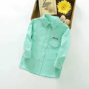 Yong Рубашки для мальчиков Детская одежда Однотонная 3-11Years Детская рубашка с длинным рукавом Весенние топы Футболки Рубашки Детская повседневная блузка