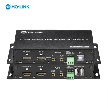 OEM Заводской волоконно-оптический преобразователь HDMI Поддержка USB KVM 10 км Удлинитель HDMI на оптоволоконное волокно с петлевым выходом RS232 Remote Over LC Fiber