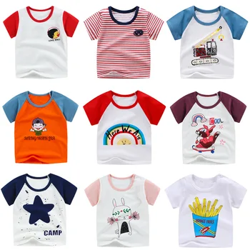  Летние детские футболки Хлопковые футболки Рубашка для мальчиков Футболка для мальчиков Футболки с коротким рукавом с мультяшным принтом для детей и девочек