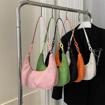 Трендовые сумки под мышками Леди однотонные сумки в форме полумесяца Модная сумка через плечо Женские высококачественные текстурные сумки Винтажные сумки