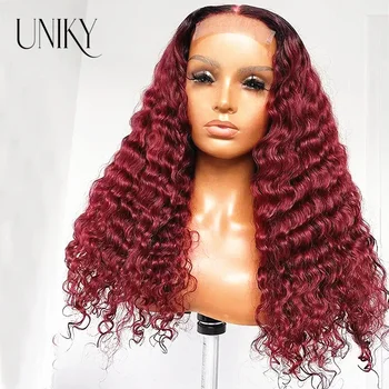бордовый 13x4 короткие вьющиеся парики из натуральных волос глубокая волна боб парик кружева спереди парики из натуральных волос для женщин hd прозрачный кружевной фронтальный парик