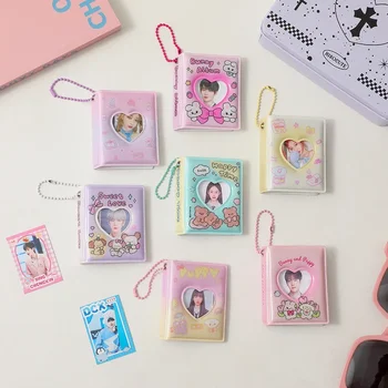 16 карманов 2-дюймовый маленький фотоальбом корейский мультфильм фотографии коллекционный держатель для карт с брелоком мини-сумка для карт держатель для фотокарт