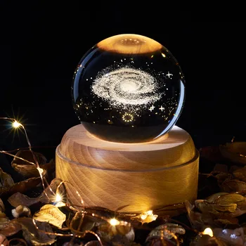 хрустальный шар ночник usb зарядка детские лунные лампы музыкальная шкатулка 3d лампа вселенная галактика земной шар ремесла домашний декор рабочего стола