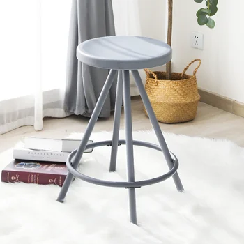 Iron Art Круглый табурет Прочный винтажный стул с высокой ножкой Home Plus High Стойка регистрации Барный стул Столовая Серый обеденный стул