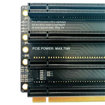 PCIe-Bifurcation X16 to X4X4X4X4 Плата расширения PCI-E Gen3 3.0 x16 с 1 на 4 порта Разъемный адаптер Порт питания SATA ПК