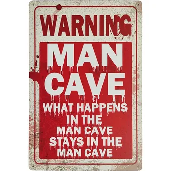 Предупреждение о том, что происходит в пещере Винтажная табличка с жестяным баром Забавные домашние таблички для баров, кафе, пабов, гаражей