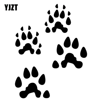 YJZT 14,2 см X18,4 см Маленькие следы животных Виниловые оконные двери Бампер Украшение Автомобильные наклейки Черный/Серебристый