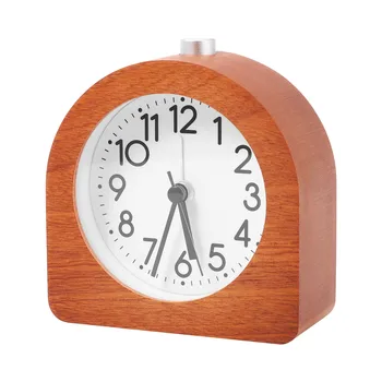 Будильник без тикания Ретро Деревянный будильник с циферблатом Тихие настольные часы с функцией повтора A