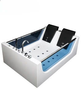 Ванна для домашнего использования с подогревом постоянной температуры, интеллектуальным серфингом и массажем, прозрачным стеклом для пар в ванне