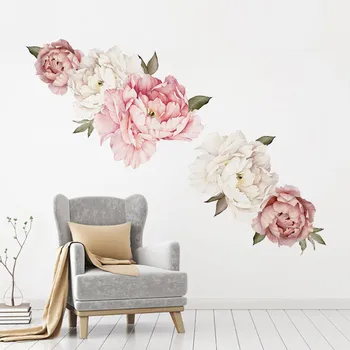 1 шт. 3D пион настенные наклейки роза пион для гостиной спальни 40 * 60 см наклейки для комнаты фрески для украшения дома обои