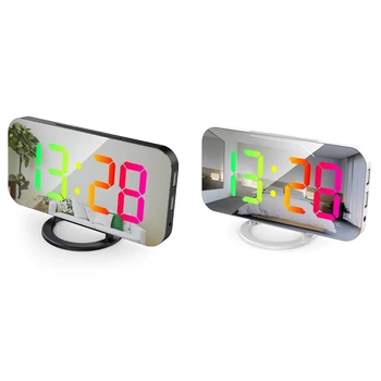 Цифровой будильник RGB Красочный дисплей с большим экраном Умное зеркало Будильник Часы Дата Дисплей Для Украшения Комнаты