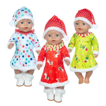  Новый рождественский костюм 17 дюймов 43 см Кукла Одежда Born Baby Костюм Для Ребенка День Рождения Фестиваль Подарок