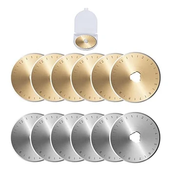 12 Pack Rotarycutter Blades With Storage Box Gold & Silver Replacement Blade For Handcraft, Art, DIYS, Crafts, Quilting