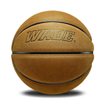 WADE Желтый баскетбольный мяч из воловьей кожи для улицы размера 7 # натуральной кожи для взрослых с бесплатными инструментами