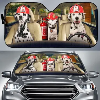 Забавный далматин в шляпе пожарного огнетушитель вождение автомобиля солнцезащитный козырек, автоматический солнцезащитный козырек для любителя собак пожарного,