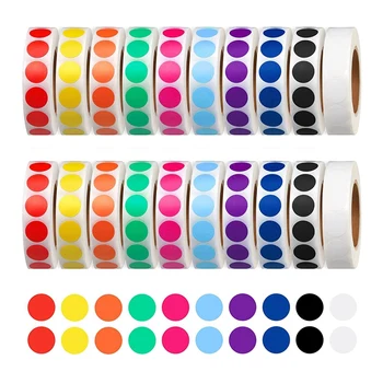 20000 штук 1/2 дюйма круглые точечные этикетки с цветовой кодировкой рулон наклейки для организации инвентаря сортировка файлов, 10 цветов