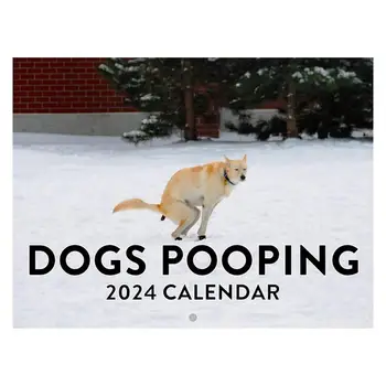 Настенный календарь для собак на 2024 год Милые ежемесячные какающие щенки 2024 Художественный календарь Красочный настенный календарь на 12 месяцев Забавный календарь для собак
