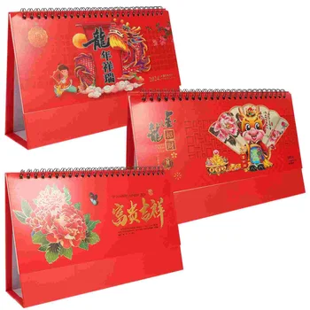 2024 Настольный календарь Китайский Новый год Зодиак Дракон Стоячий календарь Ежемесячный календарь Планировщик расписания Подарок для дома