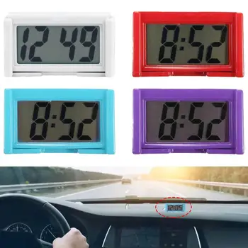 Цифровые часы на приборной панели автомобиля - Автомобильные самоклеящиеся часы с большим ЖК-дисплеем времени и дня для автомобиля H8B7
