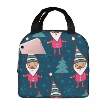 Рождественские елки и Санта-Клаус Портативная изолированная оксфордская сумка для ланча Многоразовый ланч-бокс Органайзер для обеда Термокулер Большая сумка