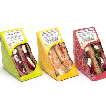 Индивидуальный продуктТреугольная одноразовая крафт-бумага Medium To Go Коробка для упаковки для сэндвичей с окном
