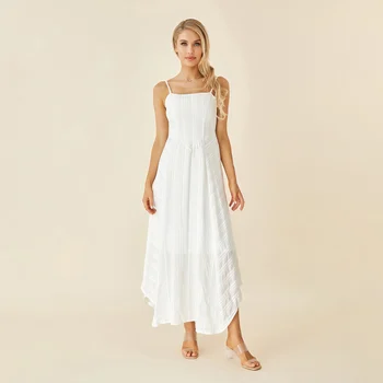 летнее женское платье-комбинация Fairycore Однотонное платье без рукавов с нерегулярным подолом без рукавов