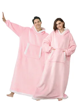 Женская толстовка с капюшоном оверсайз зимняя флисовая гигантская носимая одеяла с рукавами толстовки с толстовками Sweat Женское одеяло Moletom Feminino
