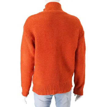 Простой топ Шикарный пуловер оверсайз свитер женские повседневные вязаные топы с полувысоким воротником с длинным рукавом в рубчик Осень