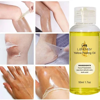 Yellow Peeling Oil Dark Skin Bleaching Remove Hand Knee Legs Melanin Body Brighten Scrub Отбеливающая отшелушивающая сыворотка для ухода за омертвевшей кожей