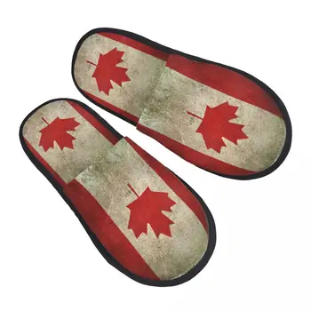  Старые и Поношенные Состаренные Винтажные Флаг Канады Тапочки Из Пены Памяти Женщины Мягкие Теплые Канадский Патриотический Флаг Дом Тапочки