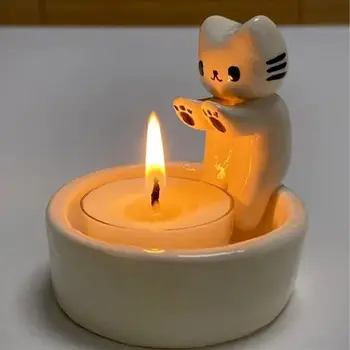  Держатель ароматического света Мультяшный котёнок Подсвечник Смола согревает лапы Кошка Ароматерапия Подсвечник