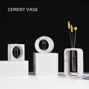мраморный узор цементная ваза для пробирки прозрачный стеклянный держатель для цветов гидропонная цветочная композиция скандинавский настольный декор