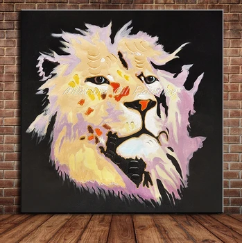 Mintura,Ручная роспись льва животного маслом на Camvas Современное абстрактное настенное искусство, картина для детской комнаты,украшение дома без рамы