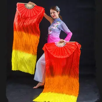  1,5 м длинная скрученная Yangko Bailea Dance Simulation Шелковые веера для танцев Расширенный двусторонний танец живота для взрослых E2Y0