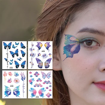 1 лист водонепроницаемый детский женский тату-наклейки милые красочные бабочки татуировки наклейки временные татуировки