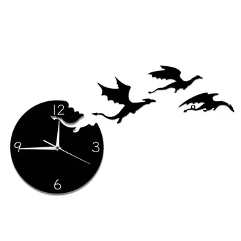 LUDA Креативные акриловые настенные часы Летающий дракон Немой DIY Наклейка на стену Настенные часы Украшение детской комнаты Зеркало Настенные часы