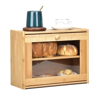 Мебель для дома Кухонная мебель Кухонные шкафы Бамбуковая хлебница коробка для хранения закусок Шкаф для хранения 40*17*30см кухня