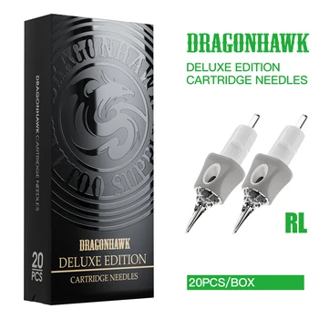Dragonhawk Deluxe Needle Одноразовый безопасный и стерильный картридж для татуировок RL с силиконовой крышкой 20 шт./коробка