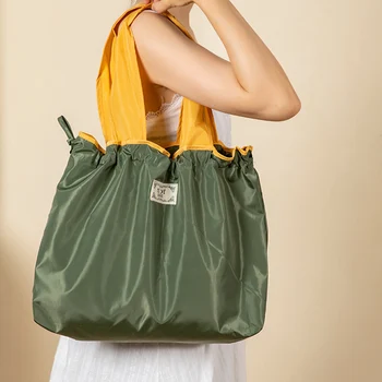  Большая кулиска Экологичная сумка для покупок в супермаркете Модная сумка через плечо Складная портативная сумка Продуктовая сумка Водонепроницаемый
