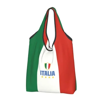 Флаг Италии Бакалея Тотализатор Сумки для покупок Женщины Пользовательские сумки для покупок через плечо Сумки большой емкости