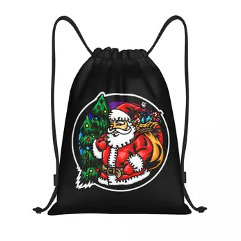 Забавный рюкзак Санта-Клауса на шнурке Спортивная спортивная сумка для женщин и мужчин Счастливого Рождества Свитер Jingle Bells Подарок Тренировка Мешок