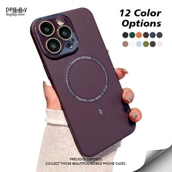 Хрустальная линза Чехол для телефона для iPhone 15 14 13 15 11 Pro Max 15 14 Plus Magsafe Беспроводная зарядка Skin Feel Силиконовая магнитная оболочка