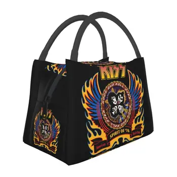 Heavy Metal Rock Music Band Kiss Термоизолированные сумки для ланча Женщины Портативная сумка для обеда на открытом воздухе Многофункциональная коробка для еды